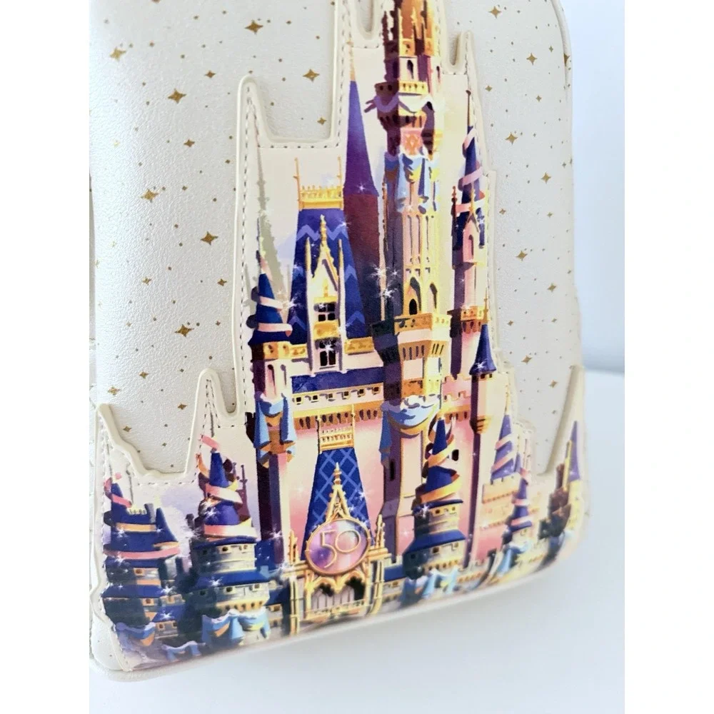 Disney Parks WDW 50th Anniversary Castle Loungefly Backpack‎ White NWT